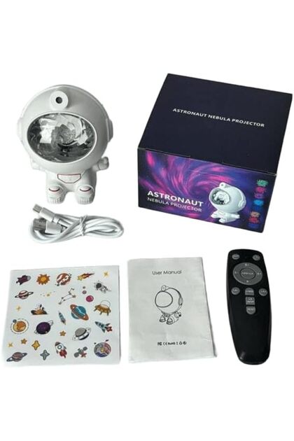 Astronaut Nebula Projector Light with Remote Control, Space-Themed Room Decoration, (White)