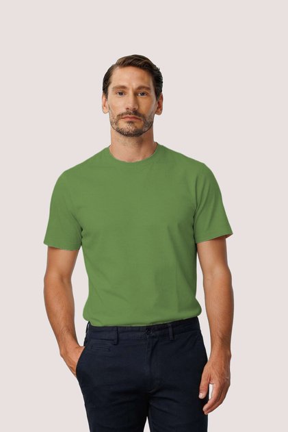 Khaki 100% Cotton Men's T-Shirt – Crew Neck
