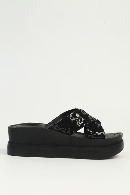 Black Women's Heeled Slippers Pc-7856
