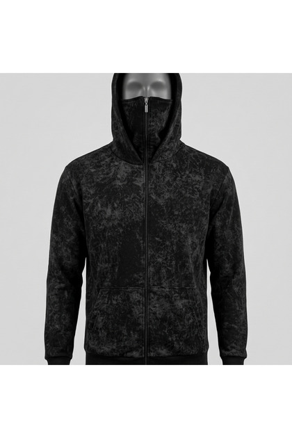FREAK T-SHIRT Ninja Hoodie Fermuarlı Maske Kapüşonlu Sweatshirt