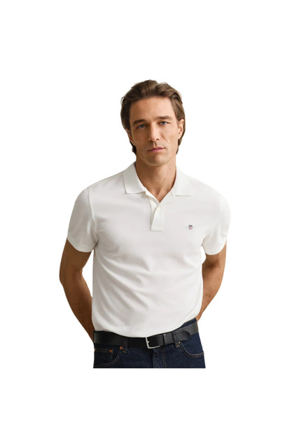 Men's White Regular Fit Logo Polo Neck T-Shirt 2210.110