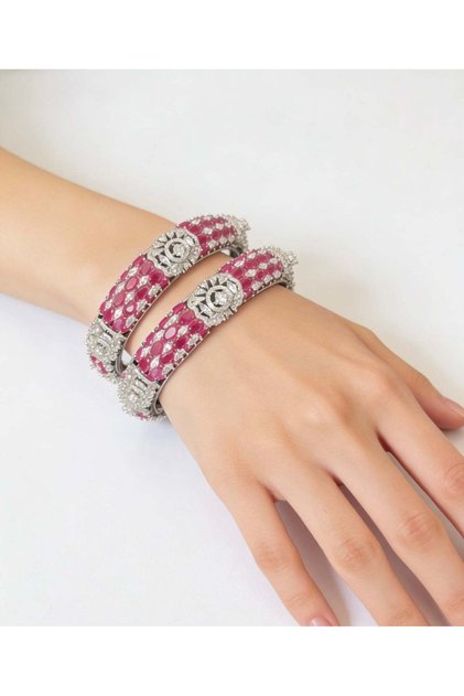 Ruby Crystal Charm Bangles