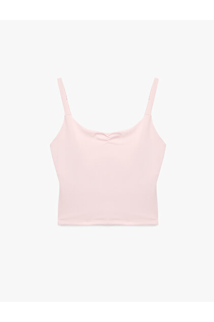 U Neck Slim Fit Gathered Strap Sports Tank Top