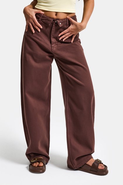 Women's Brown 6S6-81 Straight Fit Belt Detailed Special Design Denim Jeans