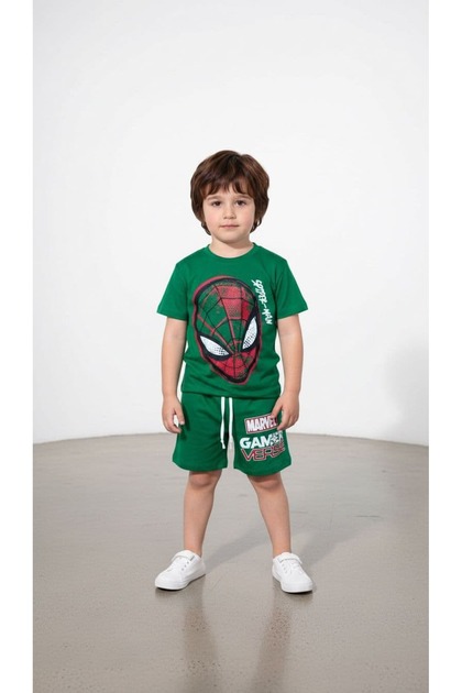 Boys' New Season Spidey Character Printed T-Shirt Shorts Set 3-10 Years
