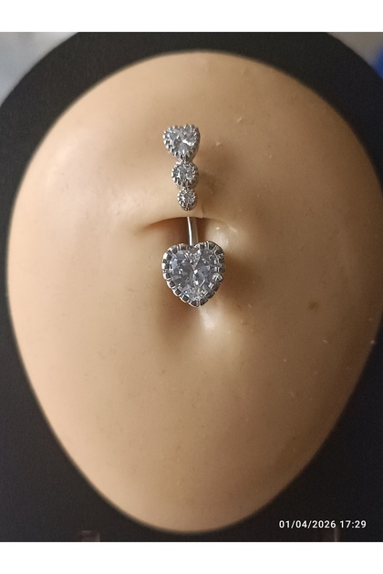 Kalpli zirkon taşlı Parıltım Göbek piercing