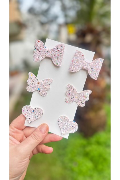Stella Glitter Powder Pink Mix Buckle Set (3-4 cm Metal Clip Buckle)