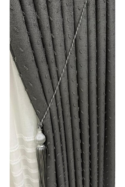 Velvet Anthracite Panel Background Curtain (Single Panel)