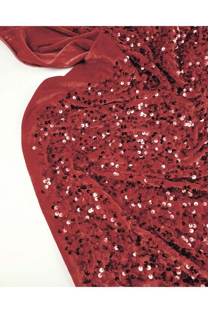 Velvet Sequin Fabric in Red Color 120X240Cm
