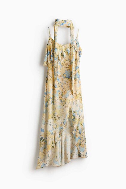 H&M Flounced chiffon dress with scarf- Trendyol