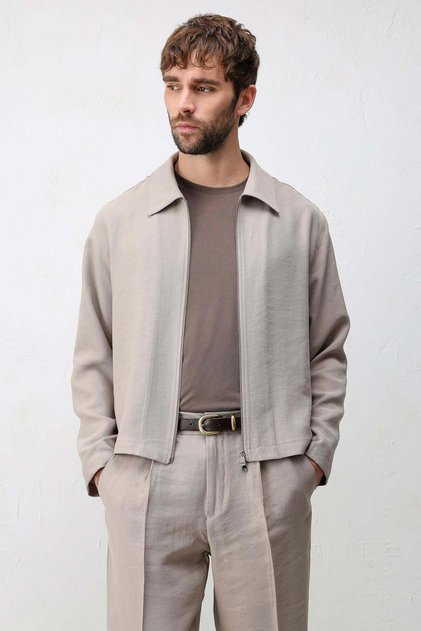 Beige Lyocell Blended Summer Jacket