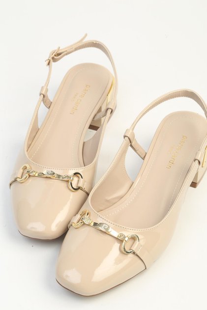 Beige Women's Heeled Shoes Pc-55738