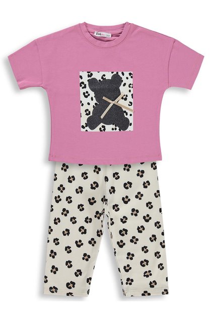 Leopard Teddy Bear Patterned Set for 2-5 Years - Pink
