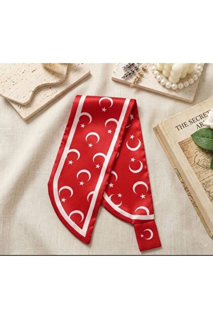 Crescent and Star Turkish Flag Patterned Tie Scarf