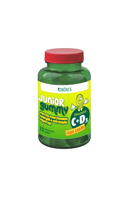 Supliment alimentar Vitamina C + D3 Junior Gummy, Beres, 20 comprimate masticabile