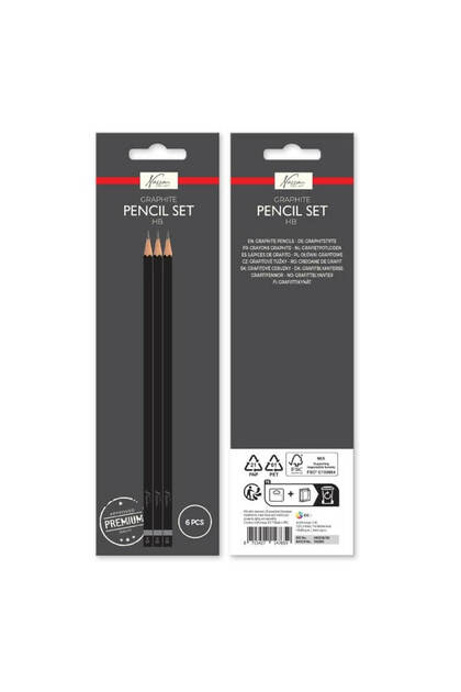 Set de 6 creioane cu grafit HB în ambalaj blister