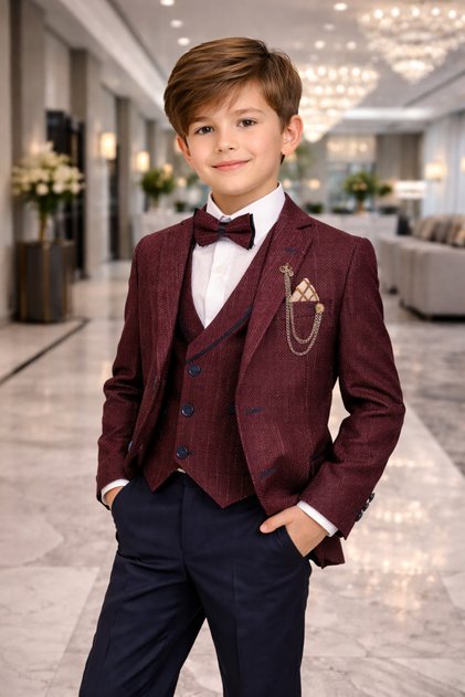 Children's Vest Suit Tuxedo Suit Bordo