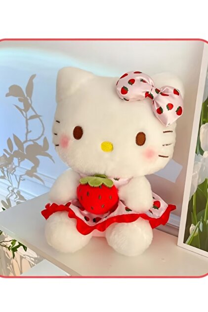 NB market hello kitty çilek peluş oyuncak 30cm peluş oyuncak uyku
