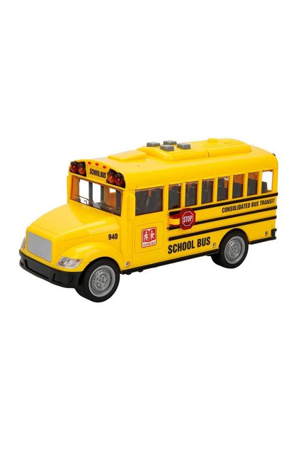 Autobuz scolar cu lumini si sunete, Maxx Wheels, 20 cm