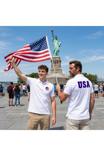 Polo Yaka Usa America T-Shirt