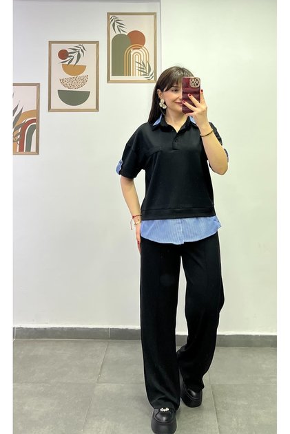 Hooded and Waist-Cinched Shirt, Detailed Pants, Elastic Waistband, Pockets and Grass-Stitched Sweatpants Set.
