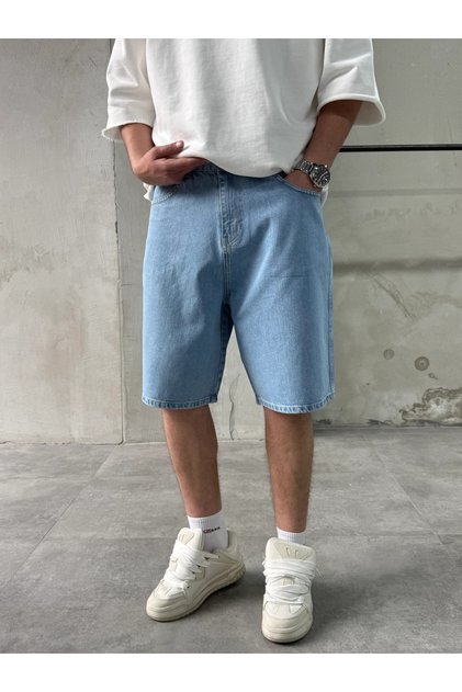 Men's Baggy Fit Bermuda Denim Shorts