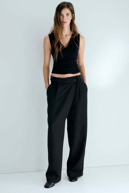 Wrapover tailored trousers