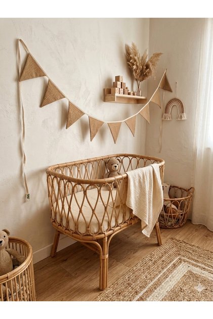 Muslin Cotton Streamer. Baby Room Decor. Bohemian Style Flag Triangle