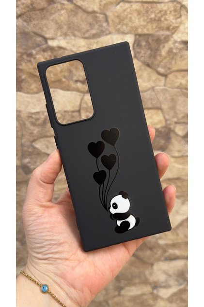 Samsung Galaxy Note 20 Ultra Compatible Heart Panda Patterned Silicone Shock Absorbing Classic Case