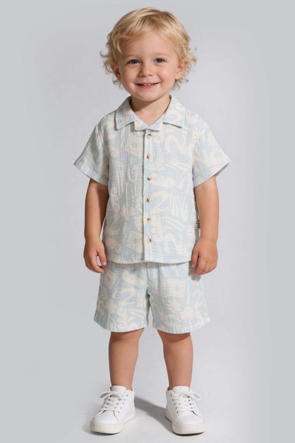 Sahara Muslin Fabric Boys' Suit Blue
