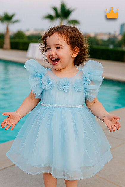 2-8 Years Old Rose Collar, Granular, Fluffy Tulle, Baby Girl, Children's Evening Dress, Holiday Wedding Dress 3502