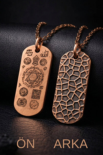 Otto Man Steel Jewelry Erkek Saf Bakır Kolye Koruma Zırh Duası