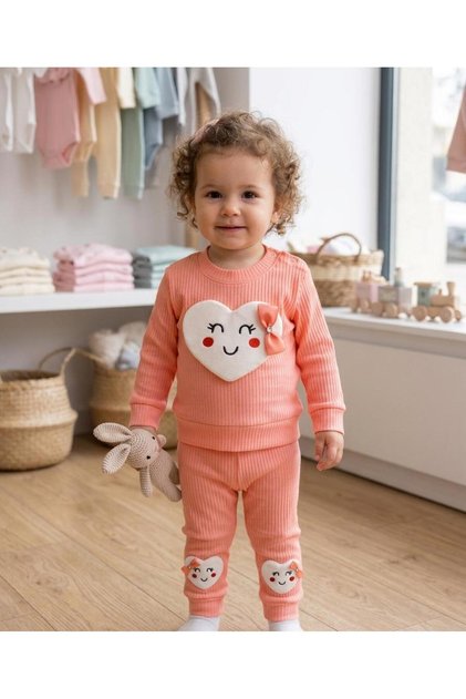 Heart Embroidered Baby Set