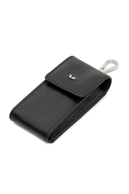 Black Leather Unisex Keychain - S1An00000095-B06