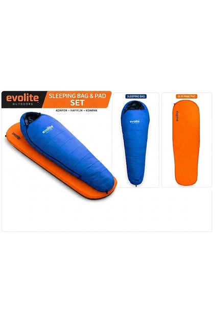 Ocean Pro -18°C Uyku Tulumu & Luno 3.8 cm Şişme Mat - Turuncu Set