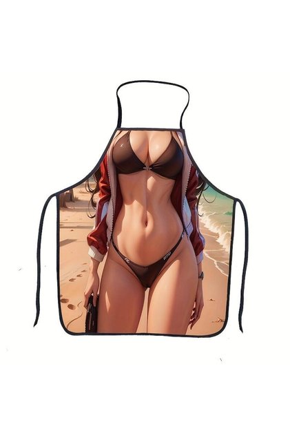 Bikini Esprili Mutfak Önlüğü Baskılı Unisex Parti Barbekü Mutfak Önlüğü 80x60 cm