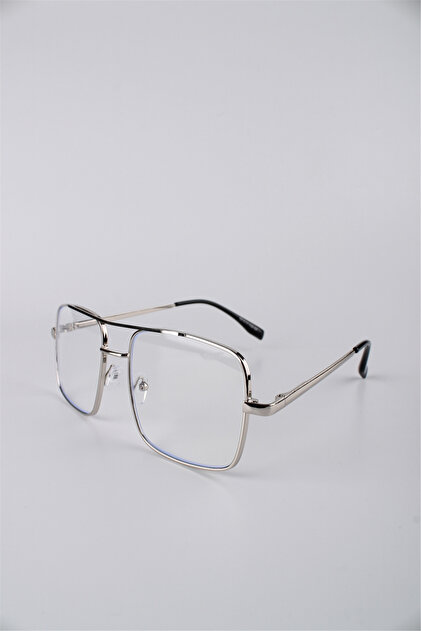 Silvio Monetti Unisex Gümüş Metal Kare Çerçeveli Şeffaf Camlı
