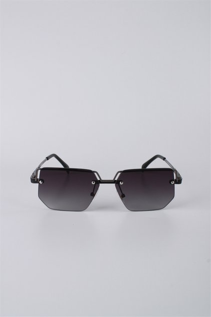 Geometric Rimless Metal Sunglasses Black Smoked Gradient Glass Unisex Gg25Mp2930R04