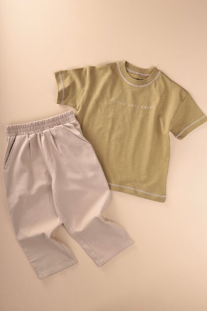 T-Shirt with Pants Set 2-10 Years Old Olive