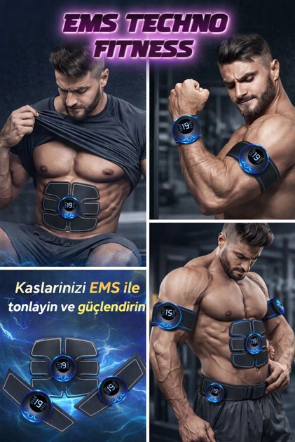 EMS Fitness Kas Geliştirme Cihazı | Karın, Kol ve Bacak İçin Elektrostimülasyon Spor Aleti