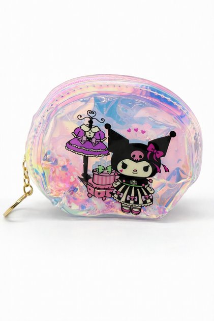 Transparent Hologram Water Wallet with Kuromi Figure for Girls & Wallet