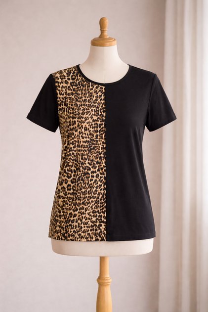 Women's Leopard Patterned Plus Size Mother's Combed Cotton