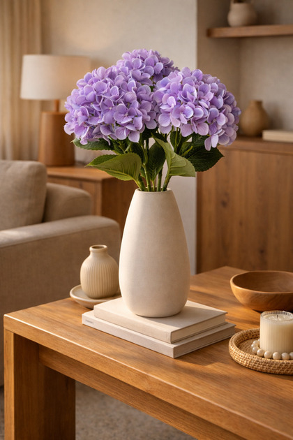 ELZI ATÖLYE Ortanca (Hortensia) Yapay Çiçek – 60 cm | Doğal