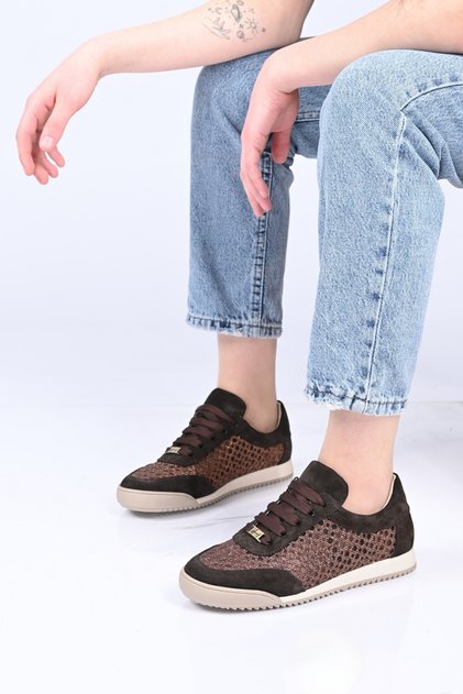 Lace-Up Mesh Thermo Sole Genuine Leather Sneaker 338-7091 Women's Shoes