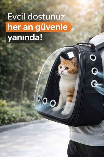 Kedi Köpek Taşıma Sırt Çantası Şeffaf Astronot Model | Kabin Uyumlu | Nefes Alabilir | Ergonomik