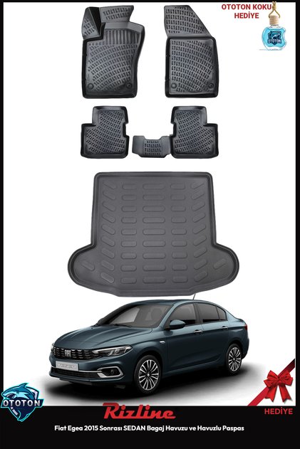 Fiat Egea 2015 Sonrası SEDAN Bagaj Havuzu&Havuzlu Paspas ve TON KOKU