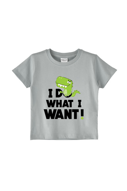 I Do What I Want Green Dino T-Shirt for Unisex Kids – 100% Cotton Multiple Colors – Sizes 0-16 Years