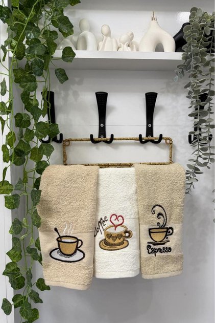 Kokora Embroidered 3-Piece Kitchen Towel Set 30X50 cm