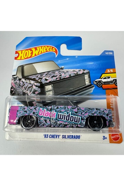 HOT WHEELS '83 CHEVY Silverado 1:64 Black Widow Model Araba