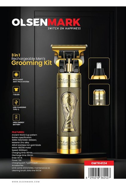 3-In-1 Rechargeable Men's Grooming Kit OMTR4124